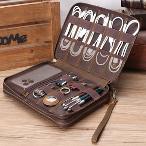 <b>Leather</b> Tech Organizer <b>Case</b> with Zipper Closure 7 Inch Multifunctional Portfolio for Electronics and <b>Documents</b> - Product Image 6