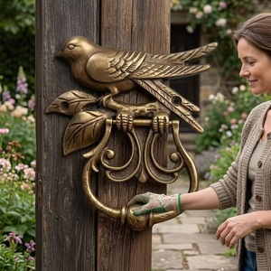 Battant de porte en fonte motif oiseau, design Art Déco, étanche, écologique, décoration extérieure pour entrée, accent durable pour la maison, auto-adhésif - Product Image 4