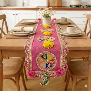 Custom Handmade Gota Patti Table Runner for Table Decor Wedding Banquet Centerpiece Diwali Housewarming Haldi Mehndi Decor - Product Image 1