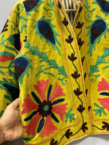 Suzani Embroidered Velvet Winter <b>Jacket</b> | Handmade <b>Short</b> Festival Coat | Ethnic Bohemian Outerwear | Winter Kimono <b>Jacket</b> - Product Image 4