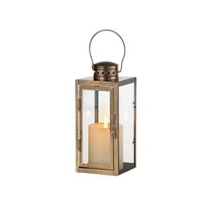 Elegante Juego de 3 Faroles Grandes de Metal para Decoración de Exteriores, Color Dorado, con Grabado Personalizado, Tamaño para Mesa - Product Image 1