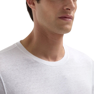 Men's White Short Sleeve O-Neck Cotton <b>T</b>-<b>Shirt</b> Regular Fit Casual Jersey Knit Breathable Solid Color - Product Image 3