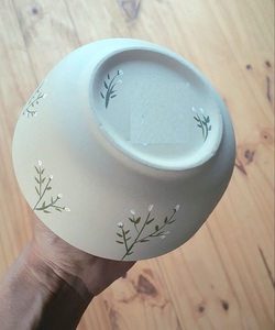 Artisan Ceramic Dining Bowl with Lavender Botanical Artwork Smooth Fired Finish for Elegant Farmhouse Table Styling - Product Image 4