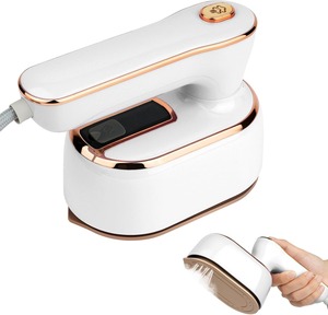 Plancha de Vapor Portátil Mini de 1000W, Vaporizador de Mano para Viaje, Blanco con Detalles en Oro Rosa, Calentamiento Rápido - Product Image 1