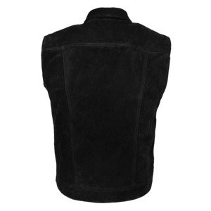 Custom Men's Trucker Real Cow Suede <b>Leather</b> Waistcoat Western Vest Classic Cowboy Style <b>Sleeveless</b> <b>Jacket</b> Wholesale Manufacturer - Product Image 3
