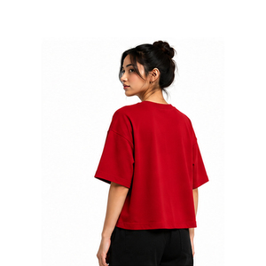 T-shirts amples à carreaux d'été pour femmes en coton épais, coupe droite, manches courtes, style streetwear, impression personnalisée, marque privée, vente en gros - Product Image 3