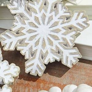 Ornements de Noël en bois faits à la main, style rustique, flocons de neige blanchis, décorations suspendues pour l'arbre, décorations de Noël vintage pour la maison - Product Image 6