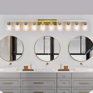Modern 52-inch <b>Gold</b> Bathroom Vanity Lighting 10-<b>Light</b> <b>Wall</b> Sconces for Bedroom and Living Room - Product Image 3
