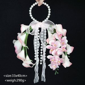 ซุ้มดอกกล้วยไม้ประดิษฐ์สีชมพู ตกแต่งด้วยไข่มุก สำหรับงานแต่งงาน ฉากหลังเวทีพิธี และงานอีเว้นท์ - Product Image 6