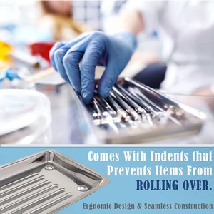 Plateau de rangement pour instruments dentaires chirurgicaux en acier inoxydable avec bords sans soudure et hauteur modérée - Product Image 5