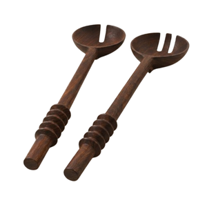 Eco-Friendly Natural Wooden Salad Server Set Handcrafted Teak Wood <b>Serving</b> Spoon And Fork Long Handle Salad <b>Tongs</b> Wholesale Buk - Product Image 3