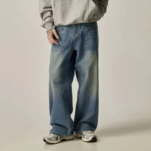 Pantalones Vaqueros para Hombre al por Mayor, Jeans Rectos de Mezclilla con Estilo, Ropa Urbana para Hombre, Pantalones Blancos Lavados - Product Image 1