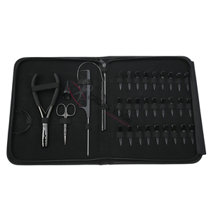 Kit de herramientas para extensiones de cabello negro: Alicates de crimpado de 2 orificios, Gancho para tirar el cabello, Peine de cola, Agujas de costura para separar el cabello, Mini tijeras - Product Image 6