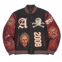 Veste universitaire pour homme, vert foncé, manches blanches, patch en chenille, lettres brodées, style baseball, coupe-vent, tricot côtelé rayé