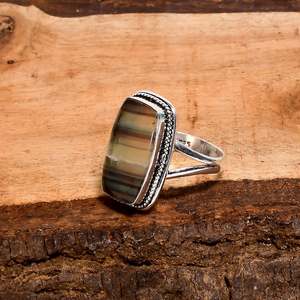 Bague ajustable en fluorite, vintage, en argent sterling 925, pierre précieuse, bijoux faits à la main, cadeau pour femmes et filles - Product Image 2