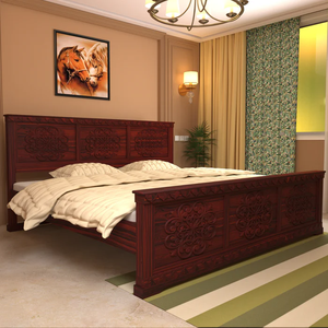 Cadre de lit king size pliable en bois massif avec un design moderne, durable et élégant, meubles de chambre à coucher réglables - Product Image 1