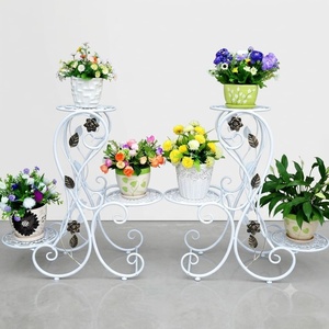 Support de plante en fer forgé à motif vintage exquis, durable, avec revêtement en poudre, support de pot de fleurs en métal à motifs raffinés, décoratif - Product Image 1