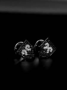 Black White Lab Grown <b>Stud</b> Earrings Iced Out Two Tone 925 <b>Silver</b> 10K 14K Screw Back Hip Hop Men Women Earring Wholesale Factory - Product Image 1