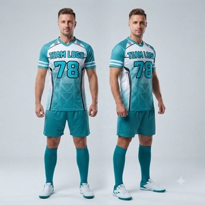 Ensemble d'uniformes de football personnalisés, maillot de football noir à manches raglan avec short élastique, vêtements d'équipe, uniforme de handball personnalisé pour hommes - Product Image 3