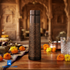 Vajilla de cobre 100% puro, mandala de cobre con beneficios para la salud, tapa resistente a prueba de fugas, vajilla ayurvédica hecha a mano de la India. - Product Image 3