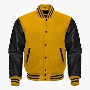 Custom Luxury Black Varsity <b>Jackets</b> <b>Jacket</b> Men <b>Leather</b> Cowhide Sleeve Letterman Varsity <b>Jacket</b> for Men - Product Image 2