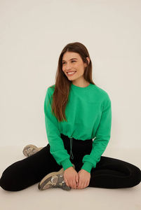 Sudadera Corta para Mujer, 100% Algodón, Cuello Redondo, Estilo Urbano, Informal, para Entrenamiento, de Corte Corto - Product Image 4