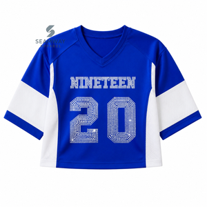 เสื้อเจอร์ซีย์ฟุตบอลผู้หญิง Zeta Phi Beta Sorority แบบมีประกายวิบวับ คอวี แขนสั้น ผ้าตาข่าย ระบายความชื้น เสื้อทีมสำหรับการแสดง - Product Image 1