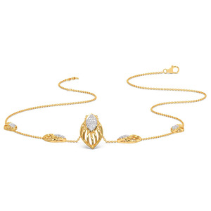 Collar de Diamantes de Cinco Hojas con Hojas de Oro Esculpidas y Diseño Central con Brillo Gradual - Product Image 3