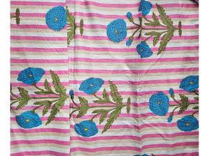 Tissu en coton 100% à imprimé floral rayé rose, imprimé numériquement à la main, au meilleur prix de gros et à usages multiples - Product Image 3