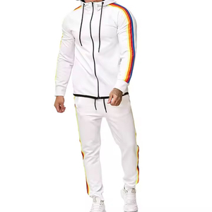 Winter Solid Color Casual Eco-Friendly <b>Men's</b> 2-Piece Breathable Lightweight Full Sleeve 100% Cotton Tracksuit T-Shirts Pants - Product Image 3