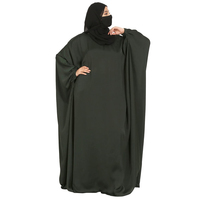 Robe Abaya Musulmane Personnalisée à Manches Longues, Longueur Midi, Légère, Col Contrastant, Respirante, Infroissable, Extensible dans les Quatre Sens