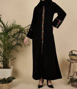 New 2026 Dubai Beautiful Black Traditional Islamic Women's Saudi Arabian <b>Abaya</b> Spring Polyester Breathable Ankle Length Muslim - Product Image 1