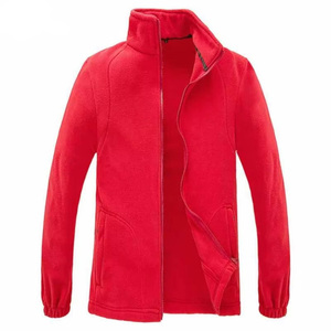 Custom Classic Polar Fleece Jacket Men Grey Black Blue Red Khaki <b>Stand</b> Collar Full Zip Up Elastic Cuff Warm Outdoor Coat - Product Image 2