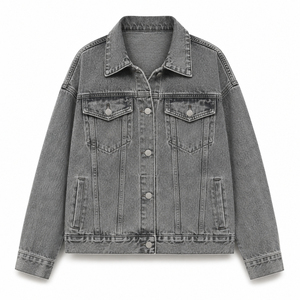 Veste en jean unie pour femme, collection automne 2026, couleur blanche, service OEM - Product Image 5