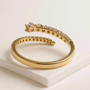 14K/18K Yellow Gold Round Diamond Open <b>Wrap</b> Ring Lab Grown Diamond Spiral <b>Wrap</b> Ring Trendy Jewelry Gift for Her Anniversary Band - Product Image 4