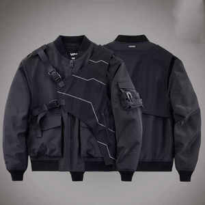 Men's <b>Techwear</b> Tactical Bomber <b>Jacket</b> Cyberpunk Streetwear Functional Multi-pocket Windbreaker Harajuku Hip Hop Cargo Outerwear - Product Image 1