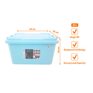 55L Reinforced <b>Plastic</b> <b>Storage</b> <b>Container</b> With Wheels Thickened Body And Secure Cover Protection - Product Image 4