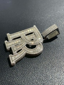 Collier pendentif bicolore plaqué avec lettre 'Forever Rich', Moissanite 'Iced Bling', Charme parapluie et symbole de richesse, pour homme, style Hip Hop - Product Image 3