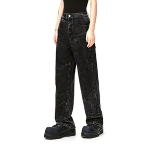 Jeans American Vintage de Pierna Recta con Efecto Desgastado para Verano, Unisex, Lavado Medio, Negro, Transpirables, Ecológicos, de Secado Rápido - Product Image 3