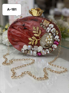 Resin Clutch Antique Wallet for Women Mid Century Trending Quality Hand Clutch for Wedding <b>Bridal</b> Shower BY MULTI CRAFT - Product Image 3