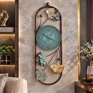 Reloj de Pared Vintage Turquesa con Diseño Floral, Reloj de Metal con Acabado Rústico en Bronce, Adorno Boho Premium para Oficina de Falah International - Product Image 1