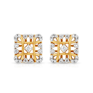 Boucles d'oreilles à clous en diamant avec cadre en treillis doré - Product Image 1