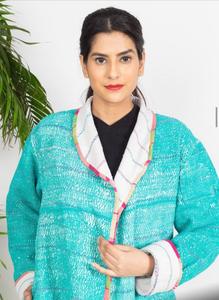 Kantha Jacket for Women Handmade Cotton <b>Quilted</b> Reversible Jacket Vintage Indian Block Print Boho Ethnic <b>Winter</b> Coat Wholesale - Product Image 4