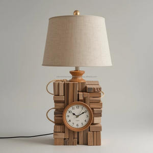 wooden <b>lamp</b> wooden table clock Shaped Candle Stand Other Candle Holders Lanterns & Jars Made in India - Product Image 6