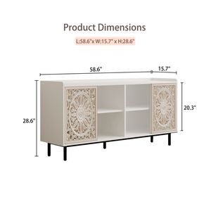 Mobile Buffet Bianco Stile Mid-Century Moderno, Arredamento per Soggiorno, Mobile TV o Tavolo, Contenitore per Cucina, Supporto TV - Product Image 4