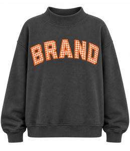 เสื้อสเวตเชิ้ตคอกลมโอเวอร์ไซส์สำหรับผู้หญิง พิมพ์ลายตัวอักษร "BRAND" ทรงปกติ สวมใส่สบายๆ ในฤดูใบไม้ร่วง ผลิตจากผ้าฝ้ายถัก - Product Image 1