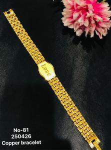 Elegante Brazalete de Cadena de Cobre Chapado en Oro y Plata - Diseño Geométrico Moderno para Unisex - Product Image 3