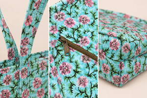 Stylish Floral Pattern Fold Tote <b>Bag</b> Open Closure Durable Cotton Canvas Shoulder Strap Water Resistant Lightweight for Women - Product Image 6