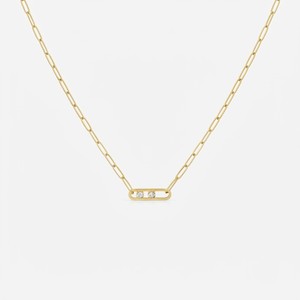 Collar con Colgante Minimalista de Moissanita Chapado en Oro Amarillo de 18K, Corte Brillante Redondo, Engaste de Bisel, Diseño Geométrico, Uso Diario - Product Image 1
