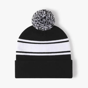 Fabricant de bonnets personnalisés, bonnets en tricot jacquard brodés avec pompon, bonnet d'hiver pour hommes, équipe sportive - Product Image 4